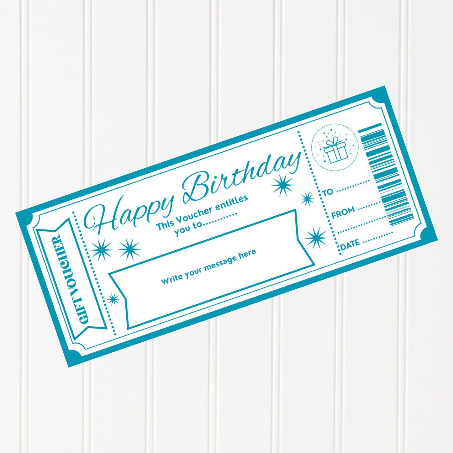 Barcode personalised Golden Ticket Voucher – Custom Gift, Experience or Surprise
