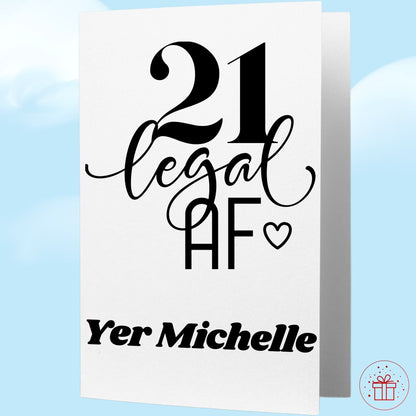 21 Legal AF Birthday card - Portrait