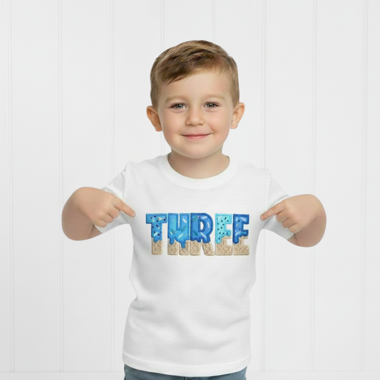 THIRD Birthday T-Shirt – I Am 3 Ice Cream Waffle Cone Design