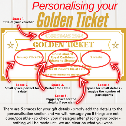 Personalised Golden Ticket Voucher – Custom Gift, Experience or Surprise