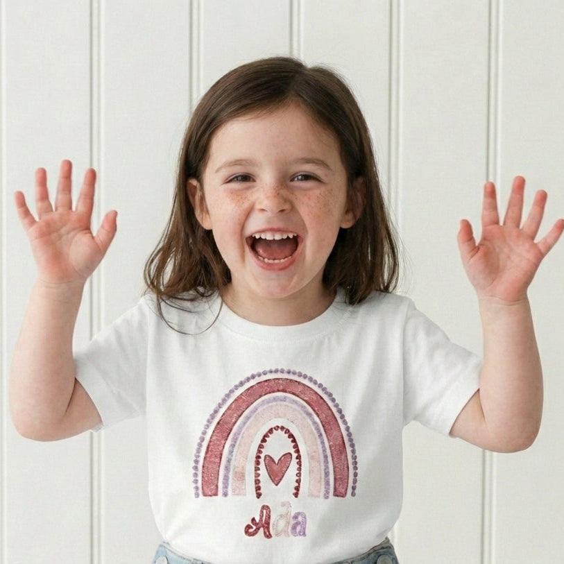Personalised Valentine’s Day Rainbow T-Shirt | Childrens
