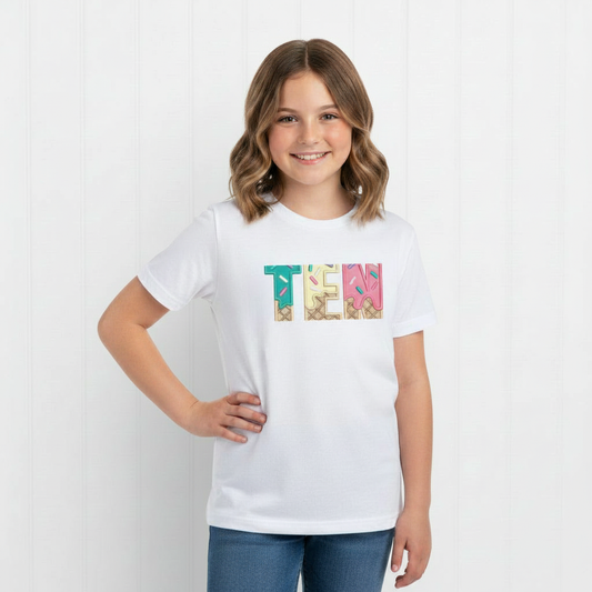 TENTH Birthday T-Shirt – I Am 10 Ice Cream Waffle Cone Design