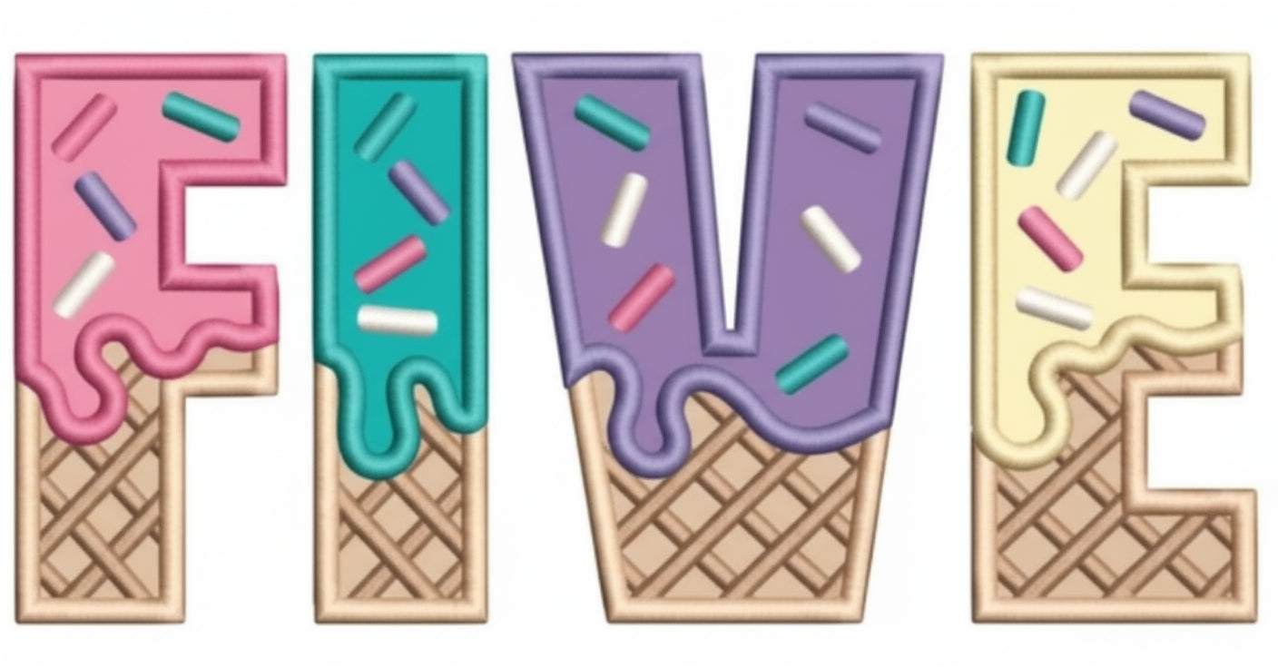 FIFTH Birthday T-Shirt – I Am 5 Ice Cream Waffle Cone Design