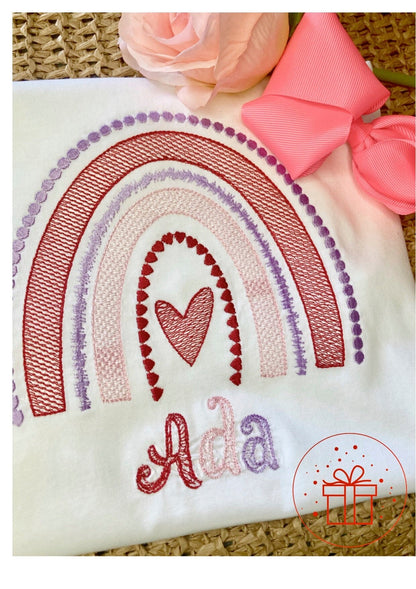 Adults Valentine t-shirts, personalised, rainbow design.  Family and matching shirts and hoodies