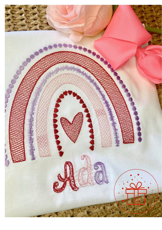 Adults Valentine t-shirts, personalised, rainbow design.  Family and matching shirts and hoodies