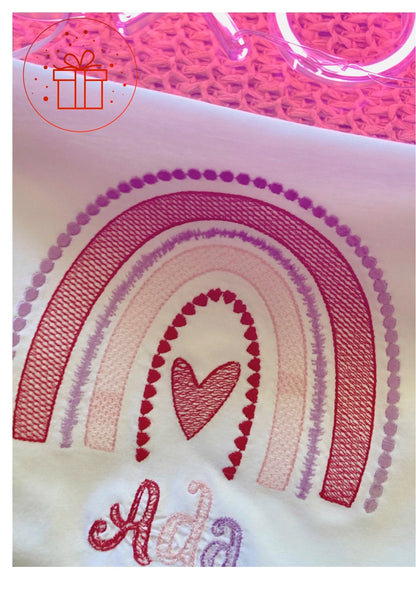 Adults Valentine t-shirts, personalised, rainbow design.  Family and matching shirts and hoodies