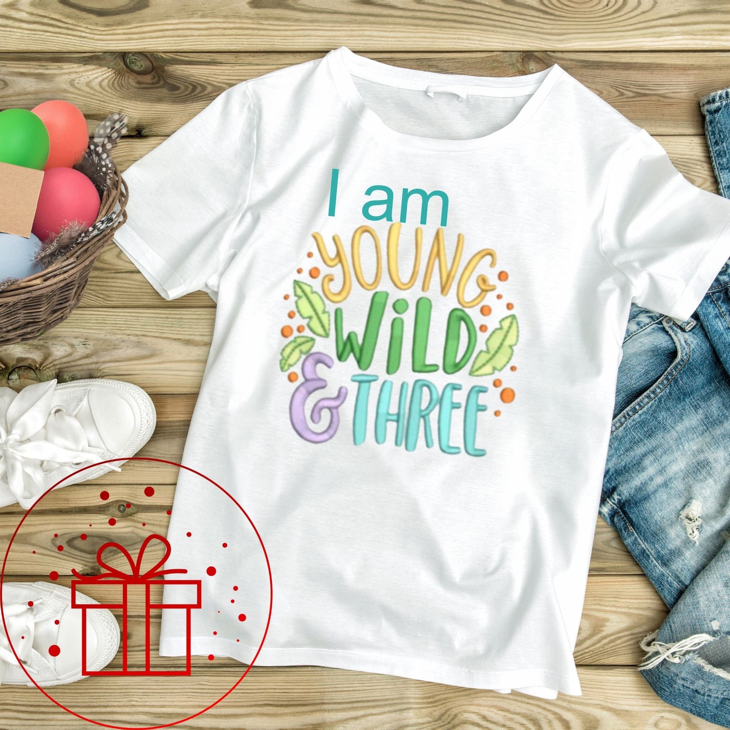 3rd Birthday T-shirt, Young Wild and Three, I am Three, Three, 3, fun age specific writing, kids & family matching styles.