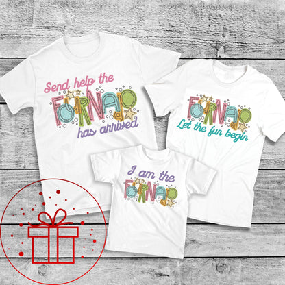 4th Birthday T-shirt, Fournado, I am four, Four, 4, fun age specific writing, kids & family matching styles.