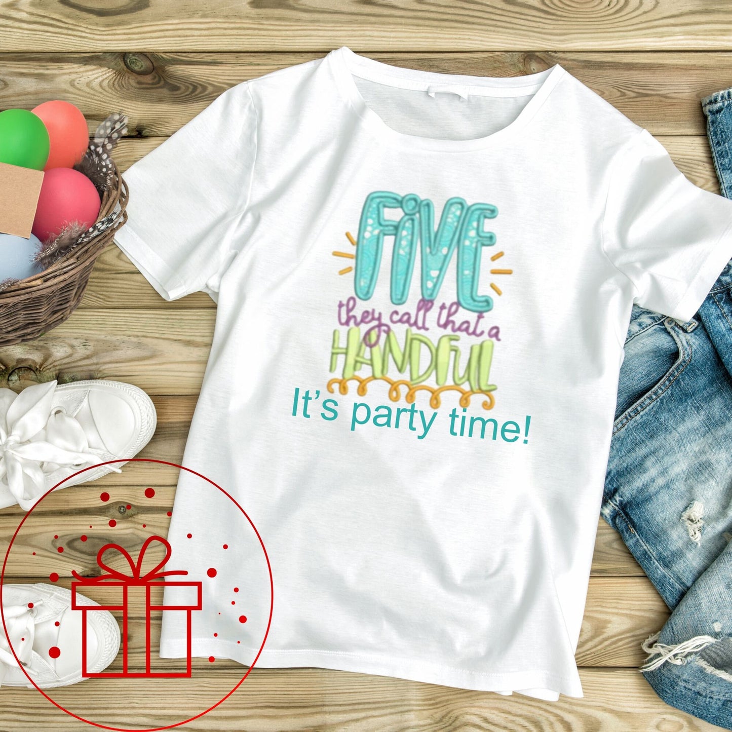 5th Birthday T-shirt,Five they call that a handful , I am five, Five, 5, fun age specific writing, kids & family matching styles.