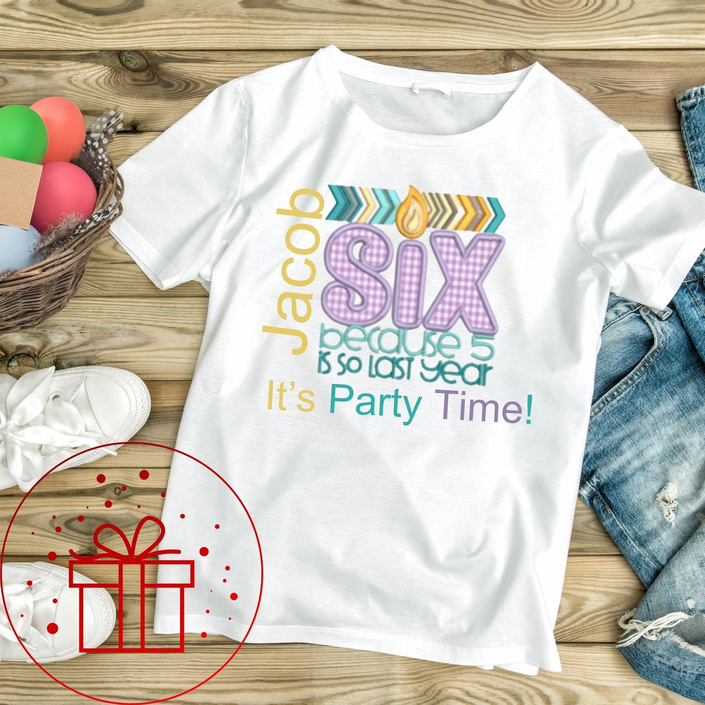 SIX- Personalised Ice cream waffle cone style T-shirt