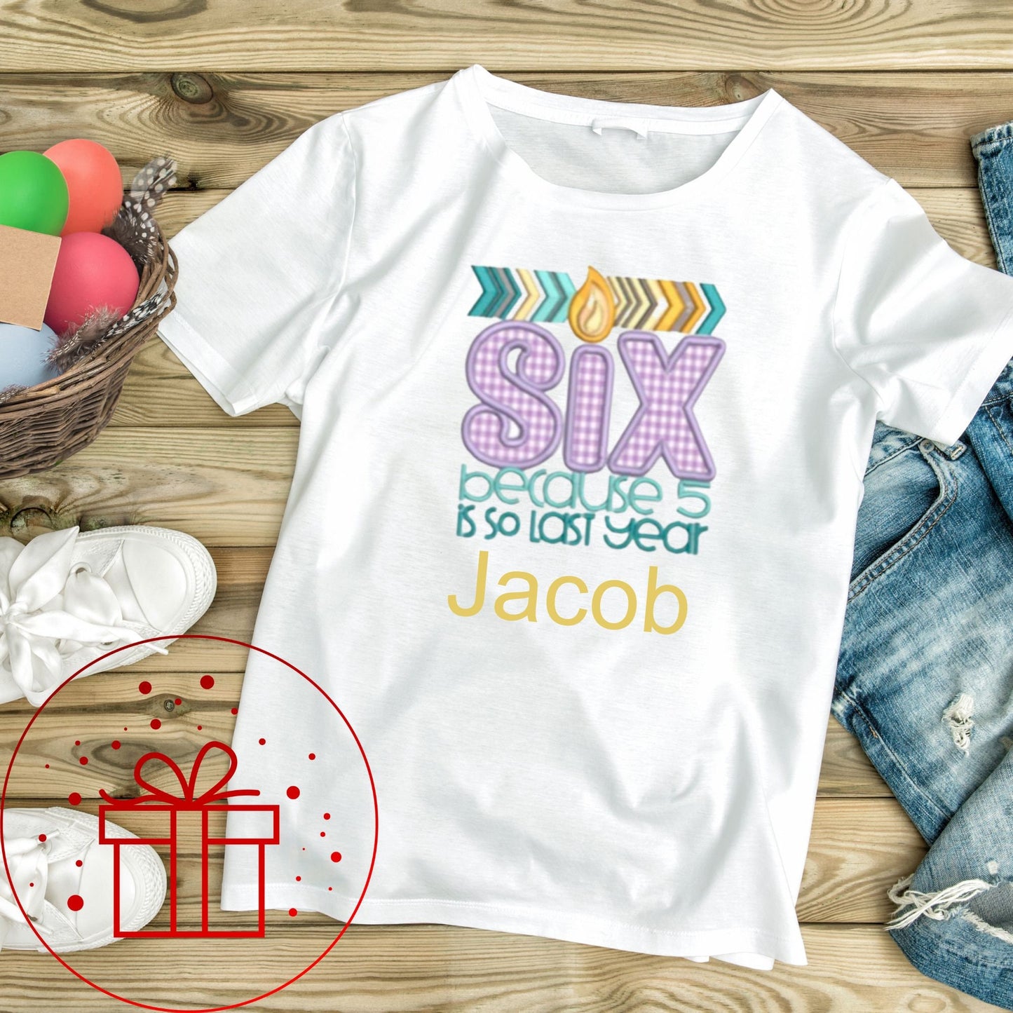 SIX- Personalised Ice cream waffle cone style T-shirt