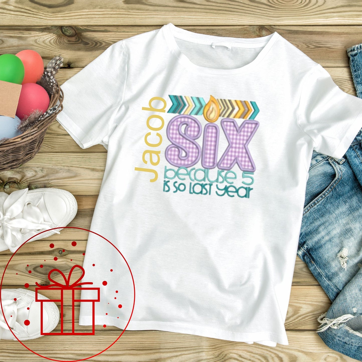 SIX- Personalised Ice cream waffle cone style T-shirt