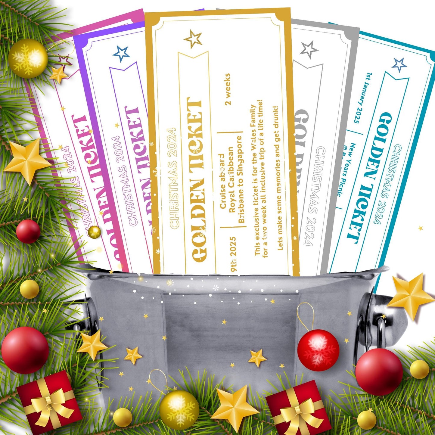 Christmas Golden Ticket, Gift Certificate, Gift Coupon, Gift Voucher, Foiled Gift Voucher, Unisex, Christmas Gift, Fathers Day, Birthday