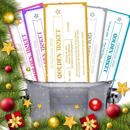 Christmas Golden Ticket, Gift Certificate, Gift Coupon, Gift Voucher, Foiled Gift Voucher, Unisex, Christmas Gift, Fathers Day, Birthday