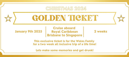 Christmas Golden Ticket, Gift Certificate, Gift Coupon, Gift Voucher, Foiled Gift Voucher, Unisex, Christmas Gift, Fathers Day, Birthday