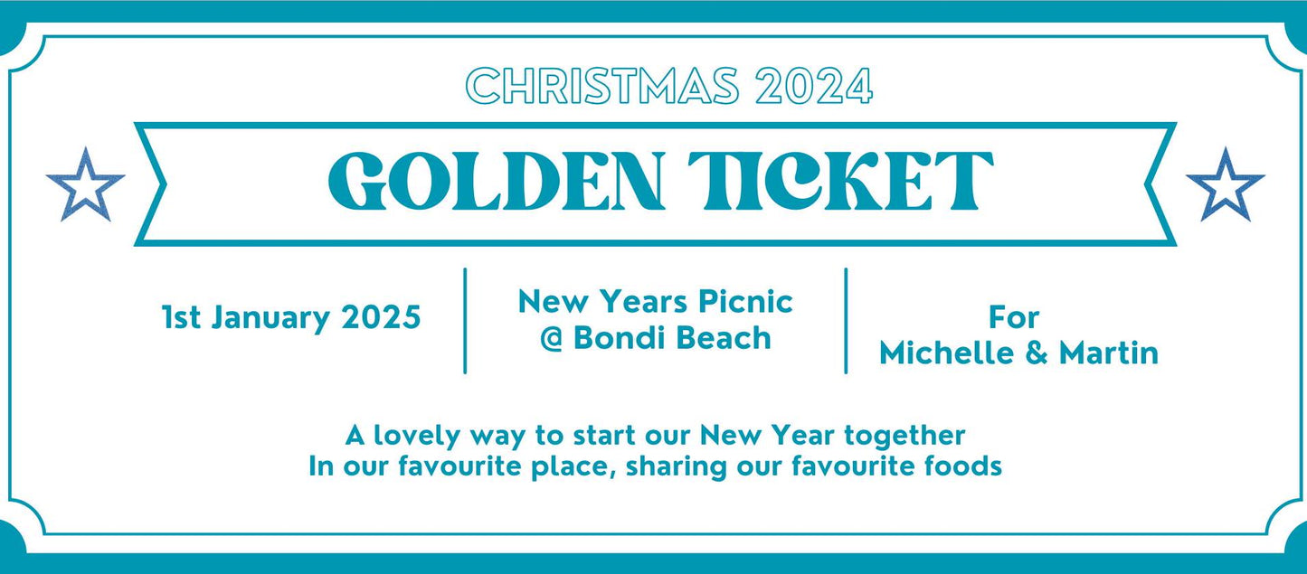 Christmas Golden Ticket, Gift Certificate, Gift Coupon, Gift Voucher, Foiled Gift Voucher, Unisex, Christmas Gift, Fathers Day, Birthday