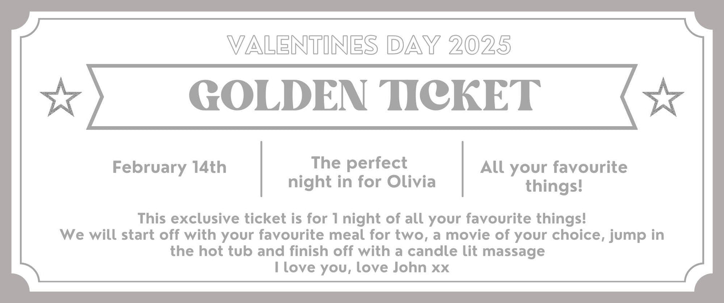 Fathers Day Golden Ticket, Gift Certificate, Gift Coupon, Gift Voucher, Foiled Gift Voucher, Unisex, personalised gift
