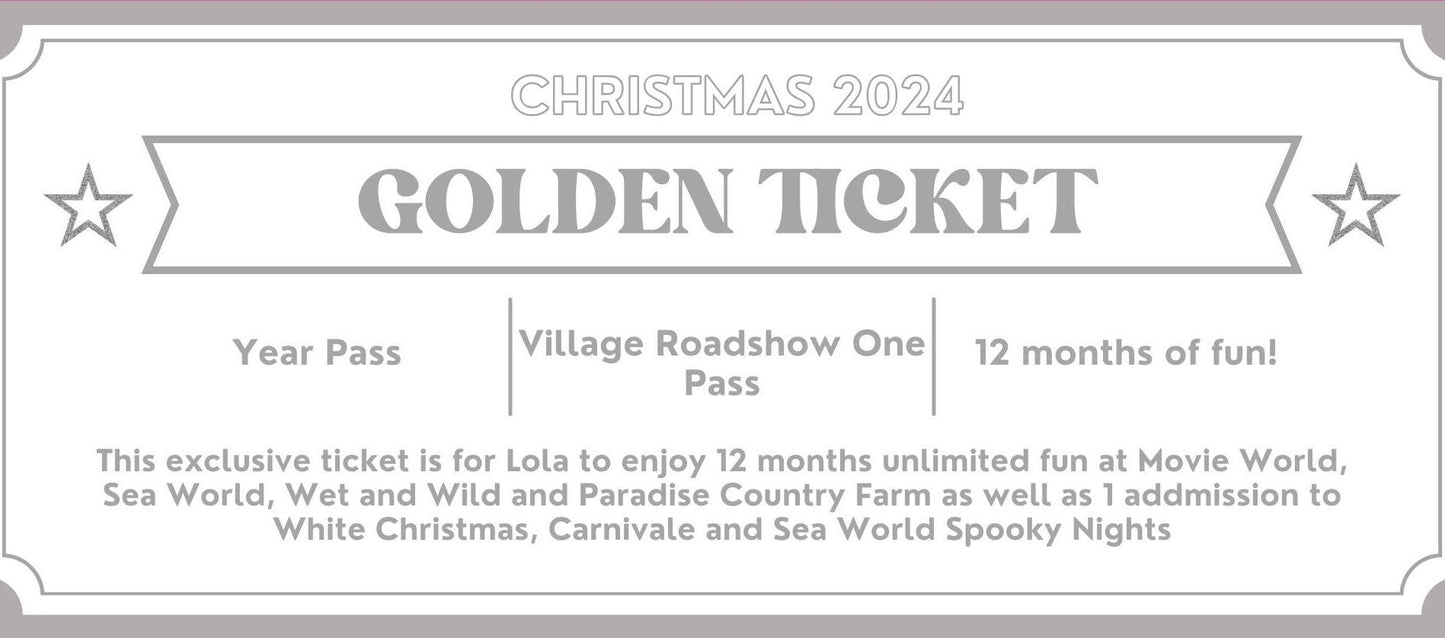 Christmas Golden Ticket, Gift Certificate, Gift Coupon, Gift Voucher, Foiled Gift Voucher, Unisex, Christmas Gift, Fathers Day, Birthday