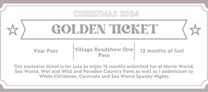 Christmas Golden Ticket, Gift Certificate, Gift Coupon, Gift Voucher, Foiled Gift Voucher, Unisex, Christmas Gift, Fathers Day, Birthday