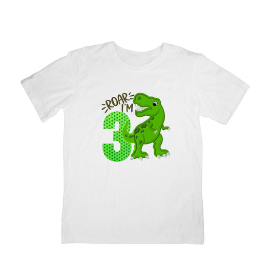 Roar I'm Three Birthday T-shirt, 3rd Birthday, Dinosaur themed birthday, three, third birthday, personalised T-shirt, kids & matching styles