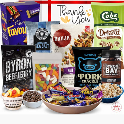 Favourite Treats Gift Hamper, Personalised Sweet and Savoury Gift Box, Chocolate, Snacks and Gourmet Treats