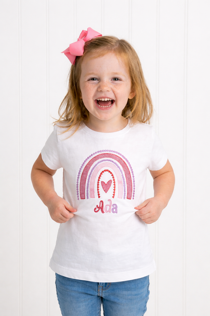 Personalised Valentine’s Day Rainbow T-Shirt | Childrens