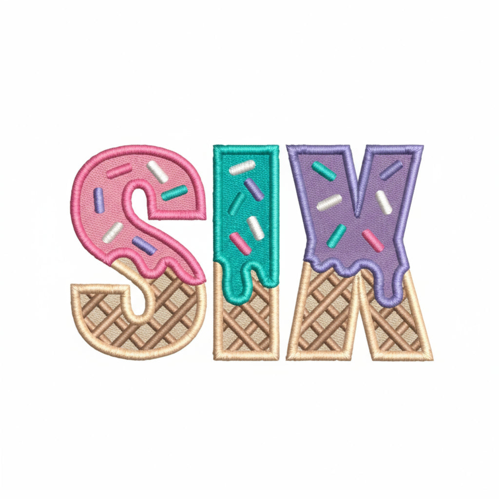 SIXTH Birthday T-Shirt – I Am 6 Ice Cream Waffle Cone Design