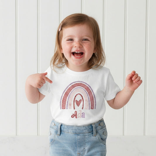 Personalised Valentine’s Day Rainbow T-Shirt | Childrens
