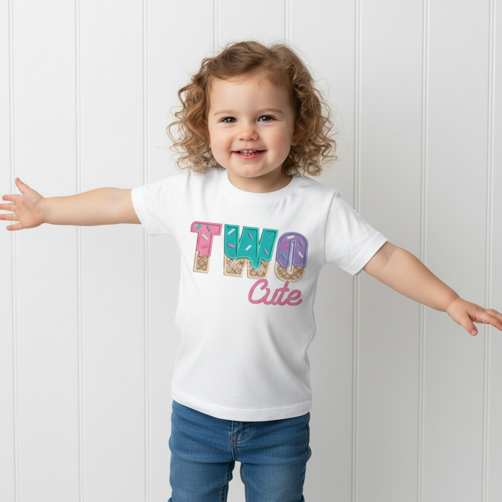 SECOND Birthday T-Shirt – I Am 2 Ice Cream Waffle Cone Design
